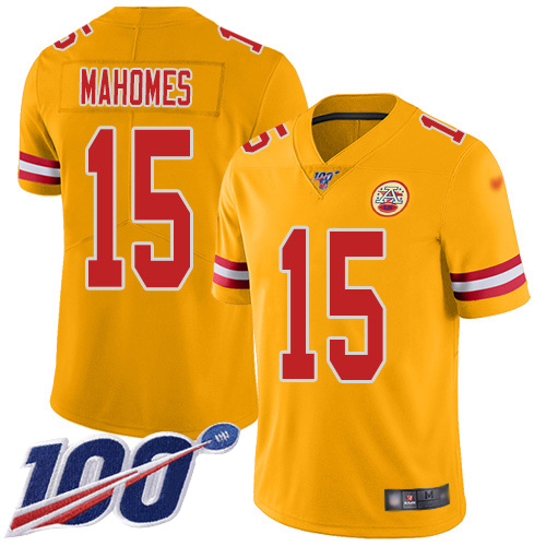 Men Kansas City Chiefs #15 Mahomes Patrick Limited Gold Inverted Legend 100th Season Football Nike NFL Jersey->kansas city chiefs->NFL Jersey